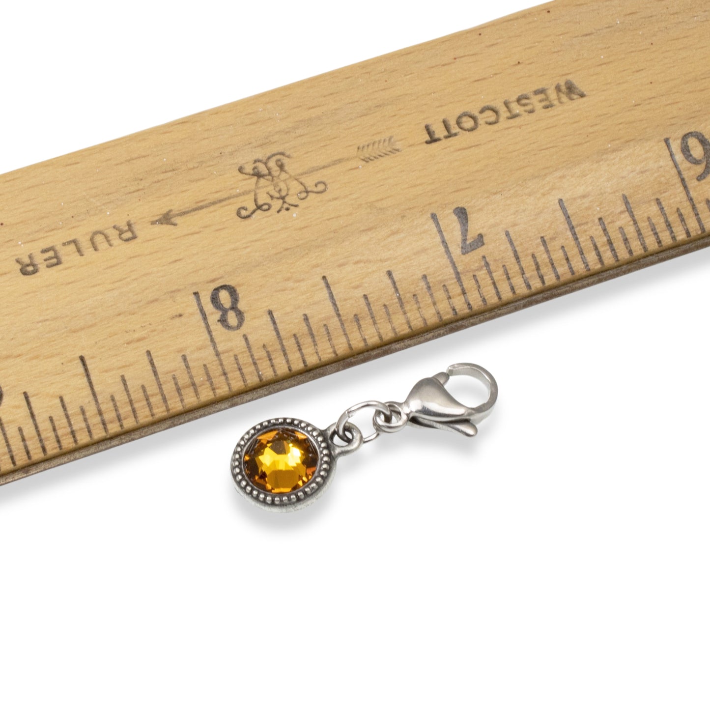 November Topaz Clip-On Charm with Lobster Clasp, Unique Birthday Gift