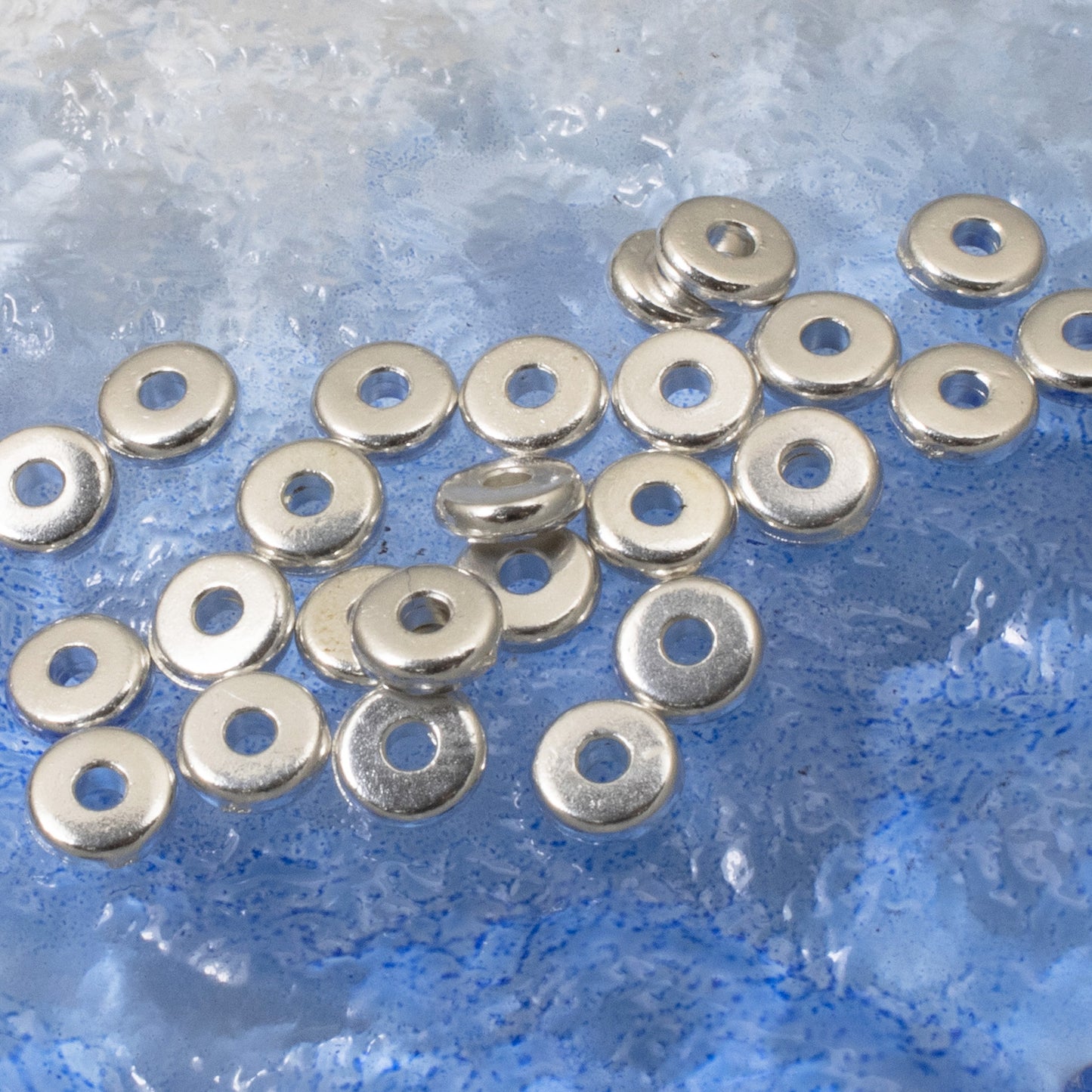 25 Bright Silver 5mm Disk Spacers - TierraCast Beads - Contemporary Heishi