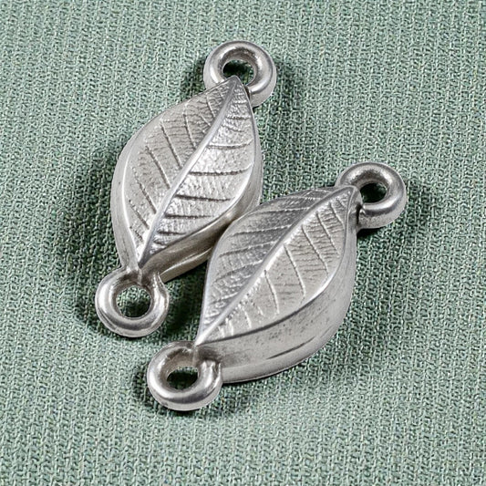 Leaf Magnetic Clasp Silver: Easy Close 2-Pack Botanical Nature Jewelry Findings