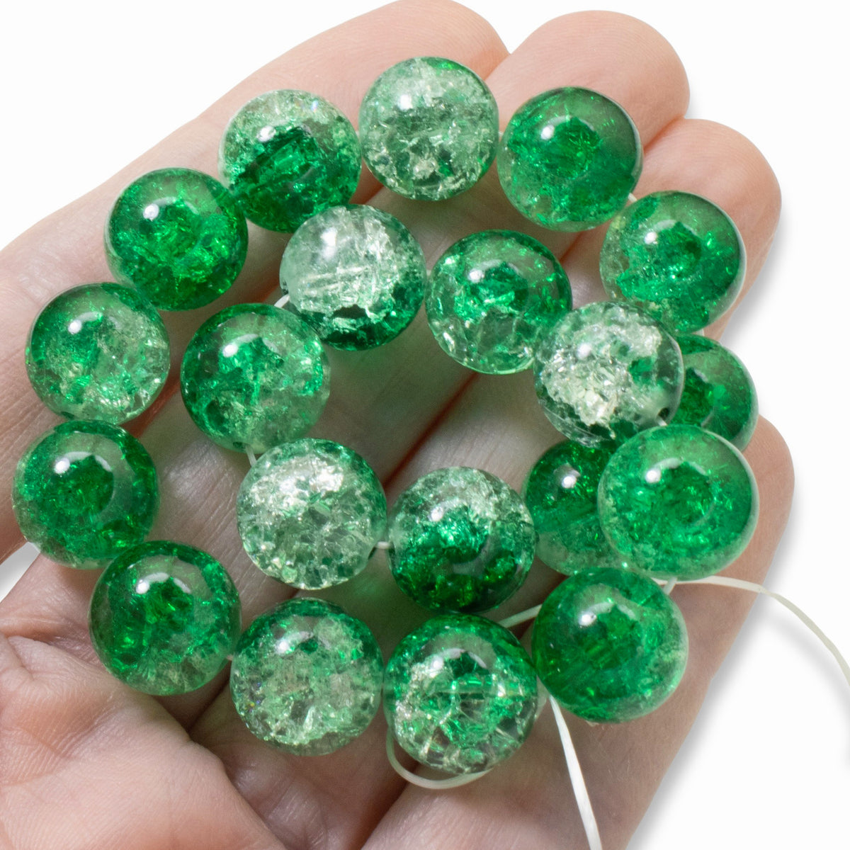 Large Christmas Beads, 20-Pack Bold Emerald Green Clear 12mm, Statement Jewelry