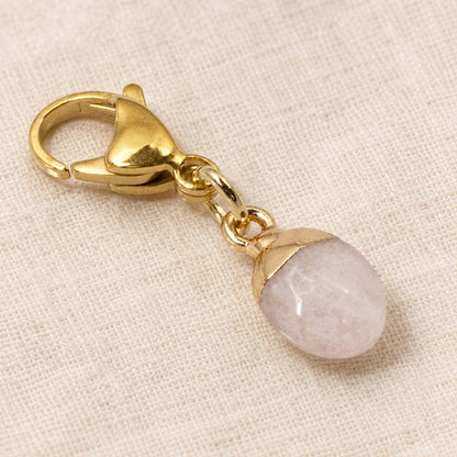 Dainty Rose Quartz Clip-on Charm: 1 1/8" Pale Pink Bag Charm Jewelry Accessory