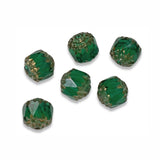Emerald Green Faceted 8mm Crown Cathedral Beads, Czech Glass (12 Pieces)