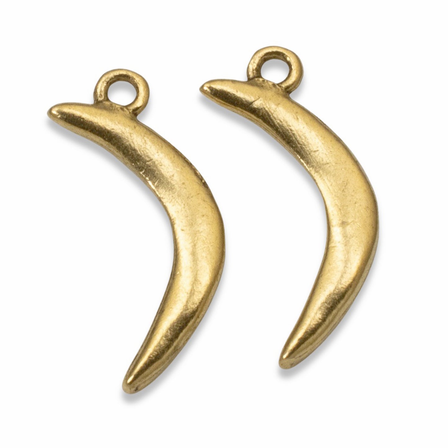 Primitive Moon Charms Gold: Celestial Crescent 24k Plated Jewelry Making 2-Pack