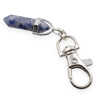 Denim Lapis Keychain, Natural Gemstone Bag Charm, Purse Accessory, Artisan Gift