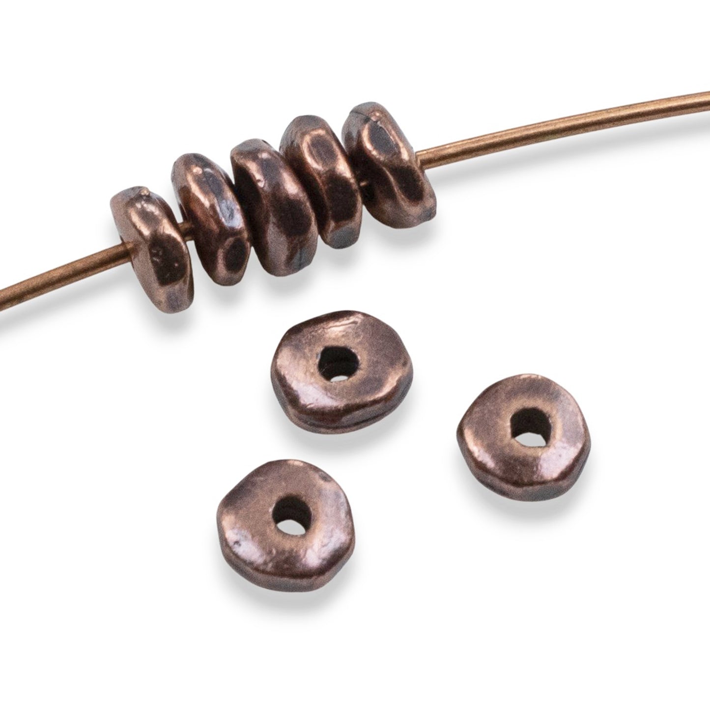 Antique Copper Nugget Beads: Organic Pewter Spacers 5mm 25 Pack Jewelry Making