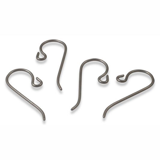 4 Gray Niobium Small Loop Ear Wires - TierraCast Earring Hooks - Hypoallergenic for Sensitive Ears