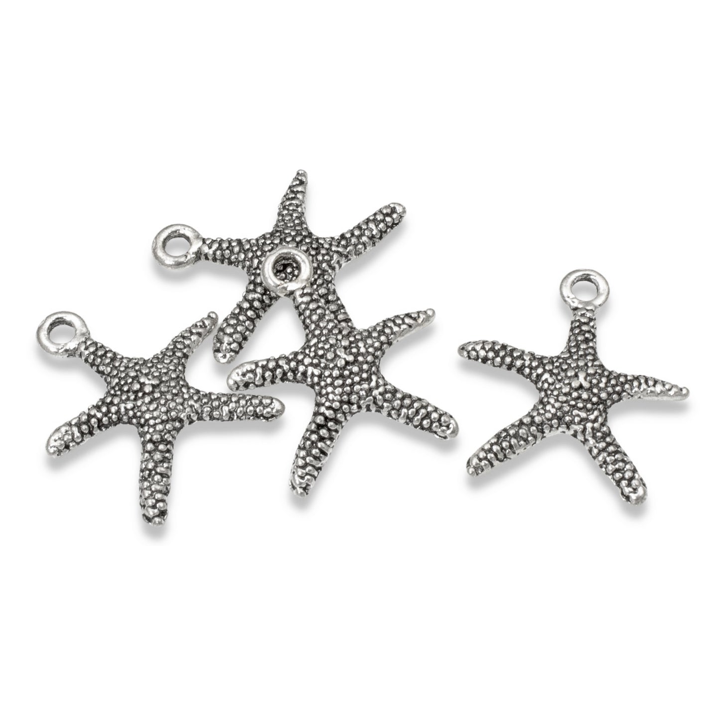 20 Silver Starfish Charms - Metal Beach Ocean Charm - Summer Jewelry Making