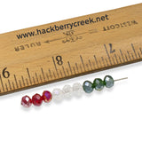 150Pcs Christmas Glass Bead Set, Red Clear Green Faceted Rondelle + AB Finish, Perfect for Holiday Crafting and Gifts