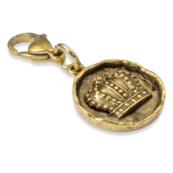 Regal Gold Crown Clip-on Charm, 24k Gold Plated Accessory for Handbags & Keys