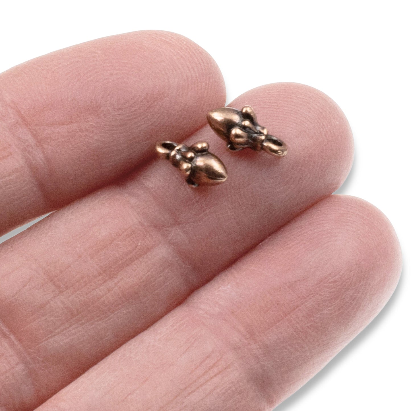 Tiny Copper Acorn Charms: 10mm Autumn Woodland Nature Pendants 10-Pack