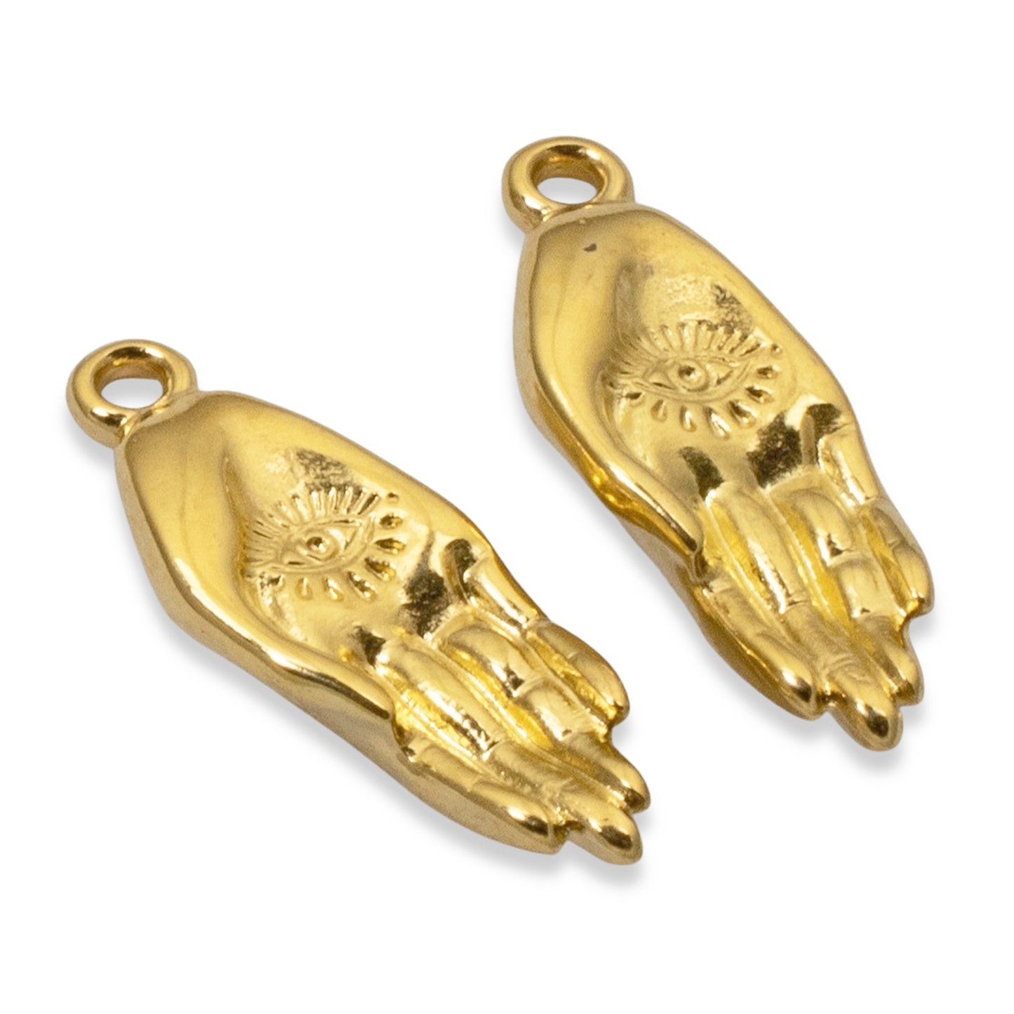 Evil Eye Hand Charms, 2-Pack 24k Gold Plated Protection Symbol, Spiritual DIY