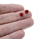 50 Baby Bell Flower Beads - Maroon Red - Czech Glass - 4x6mm Opaque Mini Flowers