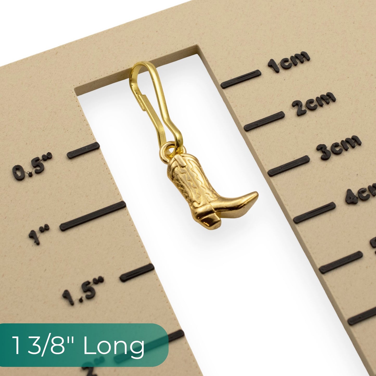 Cowgirl Boot Zipper Charm: Gold Plated Western Southwestern Bag Keychain Clip