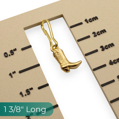 Cowgirl Boot Zipper Charm: Gold Plated Western Southwestern Bag Keychain Clip