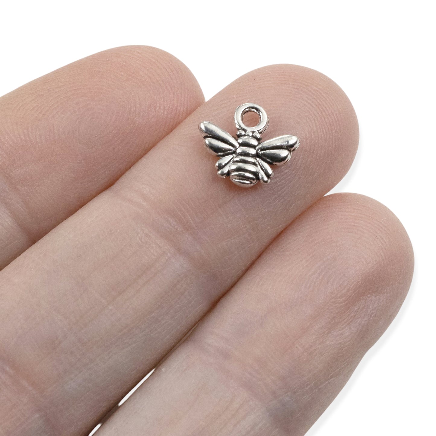 Bee Charms 20-Pack, Antique Silver Metal Botanical Nature DIY Jewelry Supply