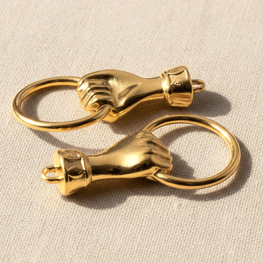 Hand Holding Ring Connector Gold Plated: Charm Holder Boho Pendant 2-Pack