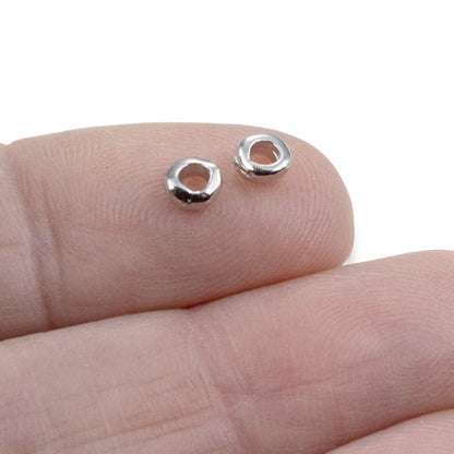 White Bronze 5mm Nugget Spacer Beads: 2mm Hole for Leather Crafting 20-Pack