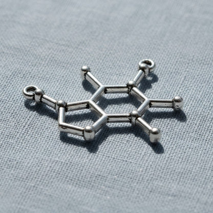 Caffeine Molecule Connector: Antique Silver Science Charm 20-Pack Jewelry Making