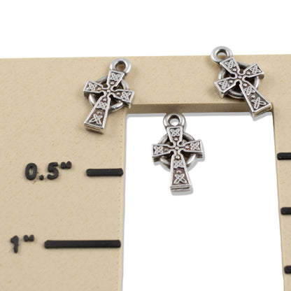 Celtic Cross Charm Silver: Double-Sided Antique 4-Pack Faith Earrings Bracelet