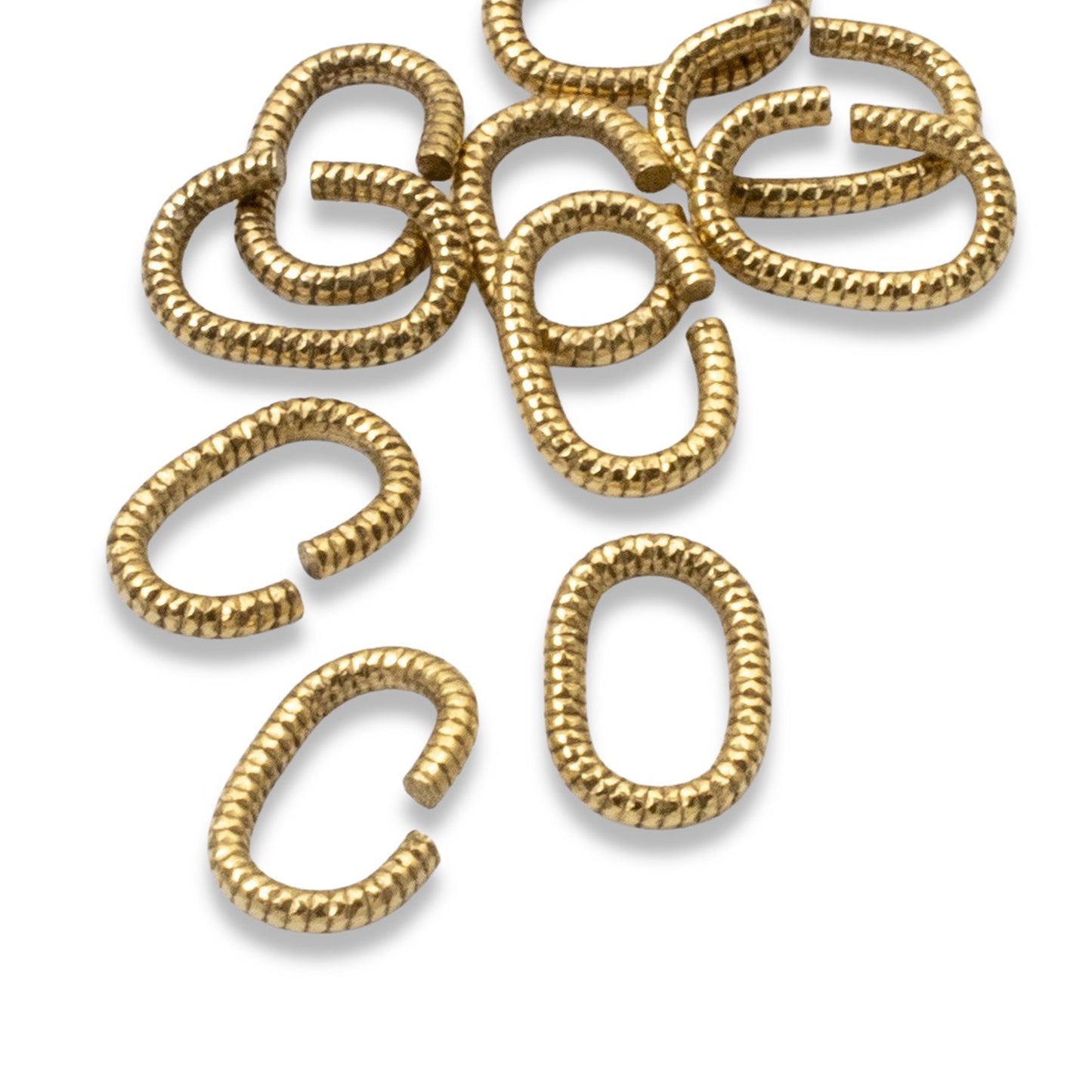 Antique Gold Textured Oval Jump Rings, 10-Pack Premium Nunn Design Jewelry Findings