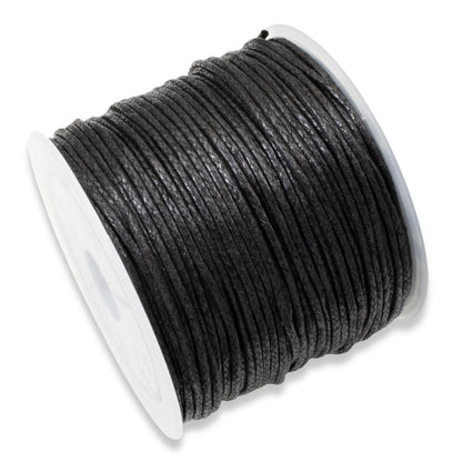 Black 1mm Waxed Cotton Cord - 25 Meters - Jewelry and Craft String