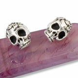 5 Silver Rose Skull Beads, Sugar Skull, TierraCast Day of the Dead Beads for Halloween, Gothic Jewelry