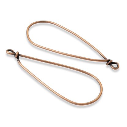 Large Copper Drop Frames, 2-Pack Teardrop Earring Findings, Wire Base for DIY Jewelry