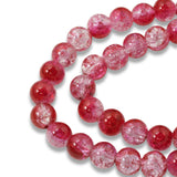 50 Red, Dark Pink & Clear 8mm Crackle Beads, Ombre Glass for DIY Jewelry Making