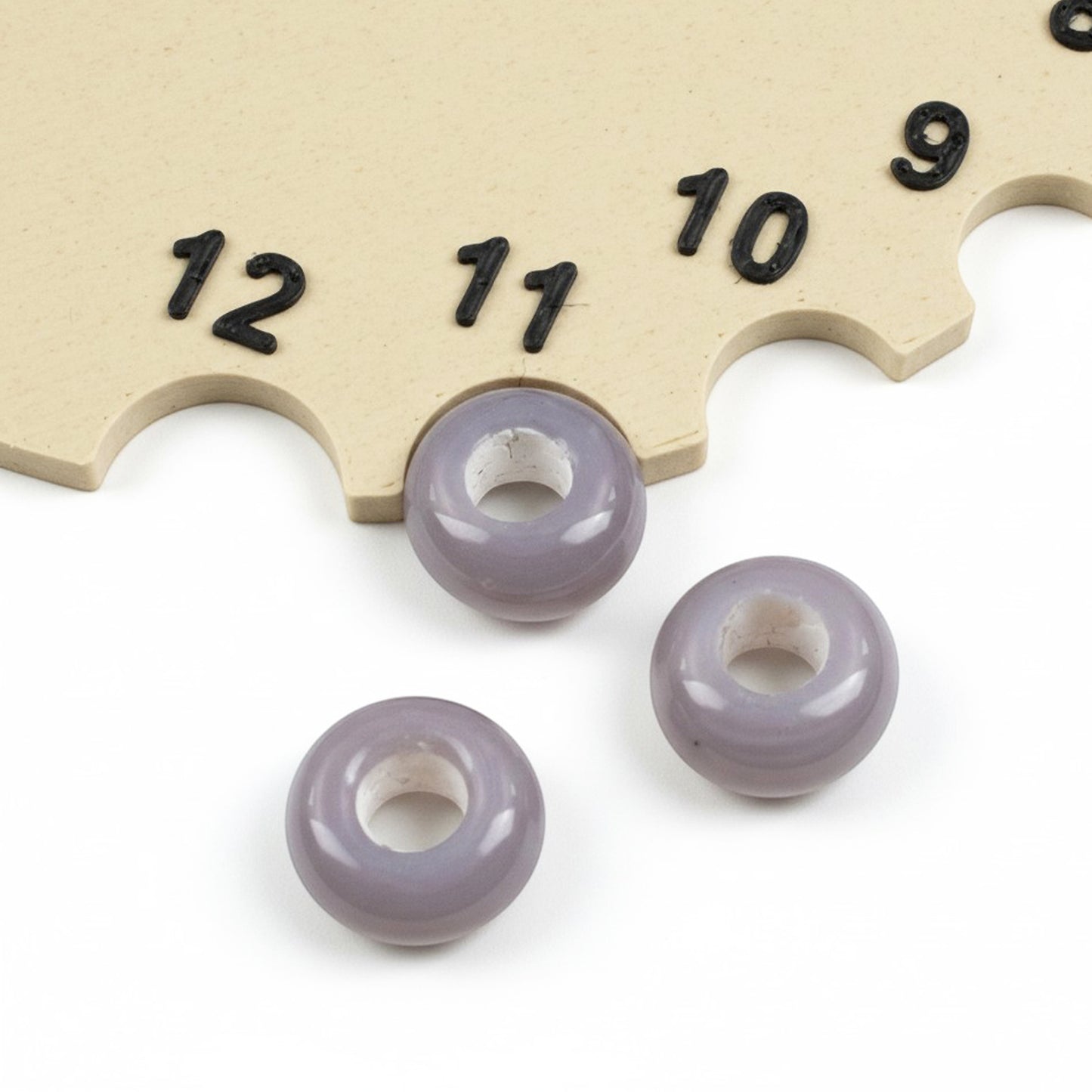 Gray Lilac Rondelle Lampwork Beads: Indonesian Glass Large Hole 10mm Euro Style 10 Pack