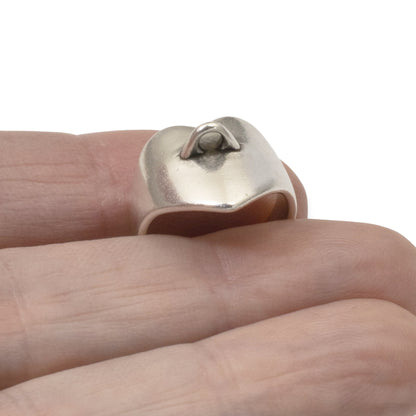 Silver Heart Ring with Charm Loop: Adjustable DIY Ring Base 2-Pack Set