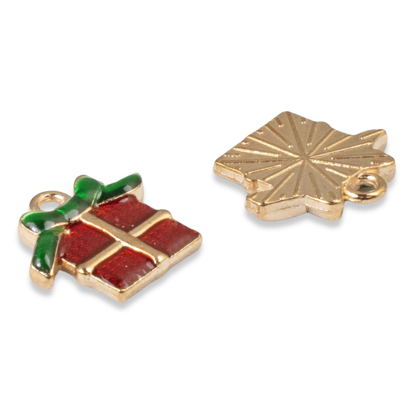 10 Christmas Present Charms -Enamel Charms for Holiday Jewelry, Crafts & Decorations