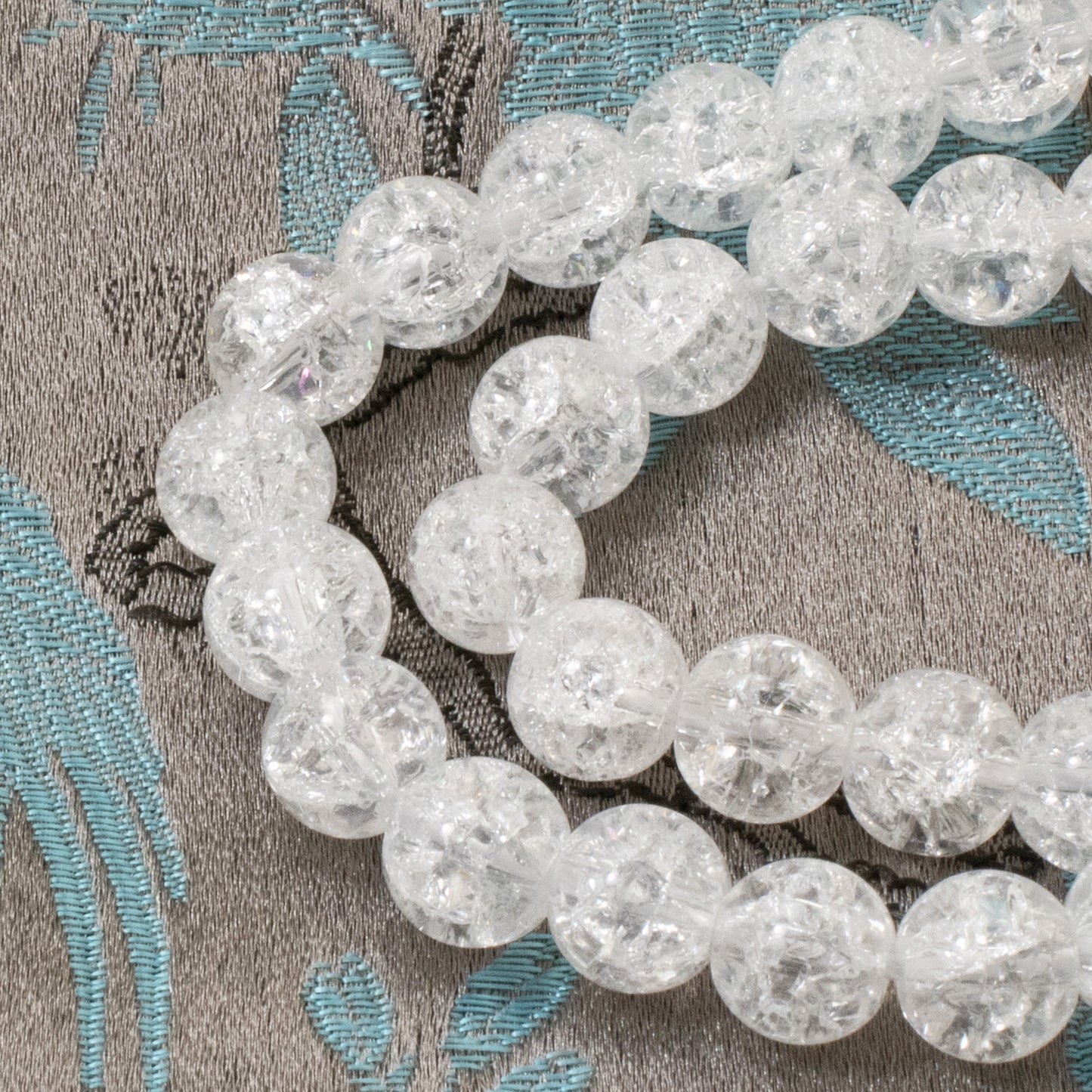 Winter Glass Beads, 8mm White Crackle Beads, Holiday Christmas Ornament DIY