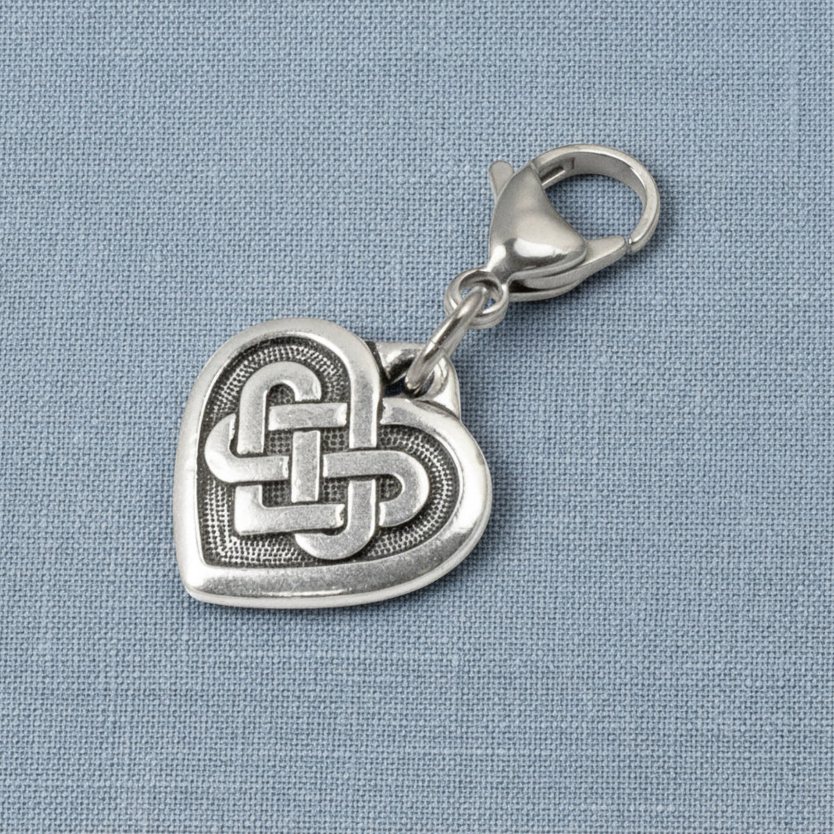 Silver Celtic Knot Heart Clip-on Charm, Elegant Bag, Journal, Jewelry Accessory