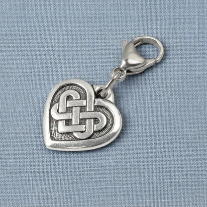 Silver Celtic Knot Heart Clip-on Charm, Elegant Bag, Journal, Jewelry Accessory
