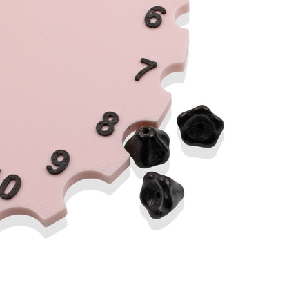 Jet Black Bell Flower Beads: Czech Glass 6x8mm 50-Pack for Jewelry Making