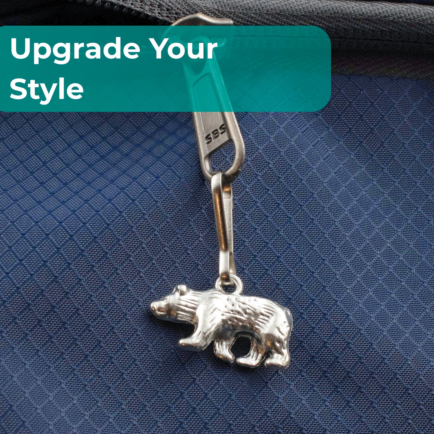 Bear Zipper Charm: Silver Wildlife Wilderness Nature Bag Keychain