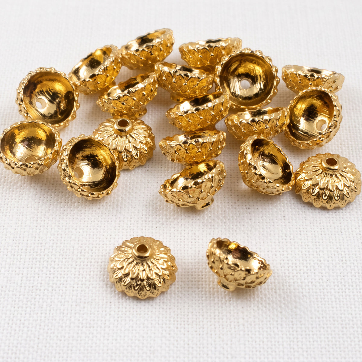 Gold Acorn Bead Caps, 20-Pack 24K Plated Elegant Findings for Jewelry Making
