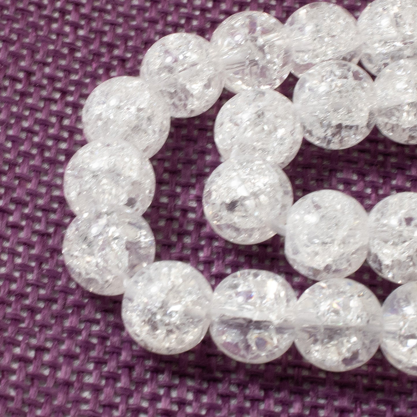 White 8mm Round Glass Crackle Beads, 15" Strand for Jewelry Making