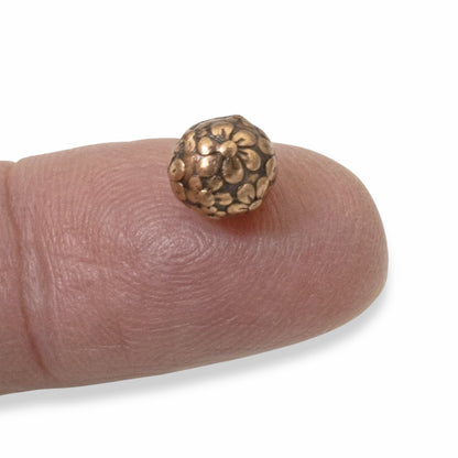 Copper Floral Beads 4-Pack, Nature Flower Design 8mm, Wedding Bridal Jewelry