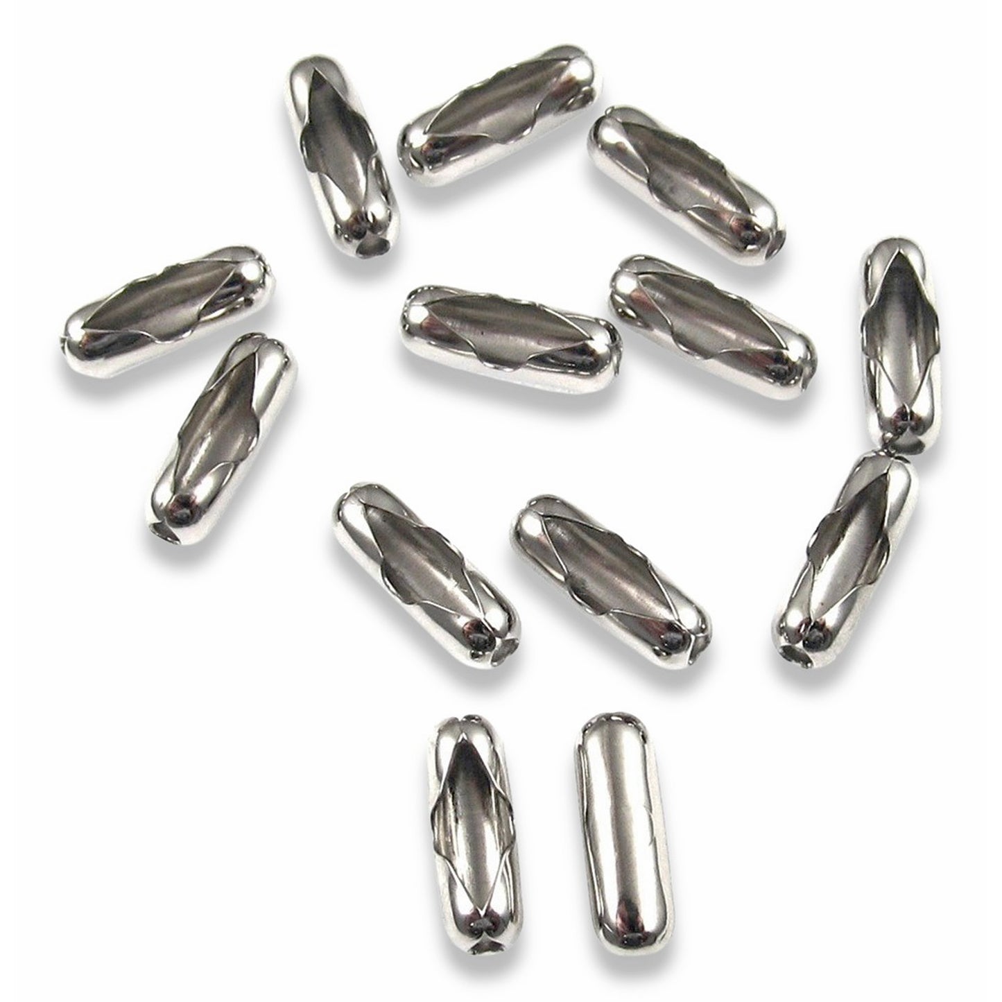 Silver Ball Chain Connectors, 50-Pack Nickel Plated Brass, DIY Jewelry Making