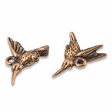 4 Copper Hummingbird Charms, TierraCast Pewter Bird Animal Pendants for Jewelry