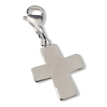 Silver Distressed Cross Clip-On Charm Purse Bag Keychain Faith Classic
