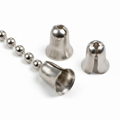 20 Silver Bell Pendants for Pull Chains, Nickel Plated Brass #6 Ball Chain Ends