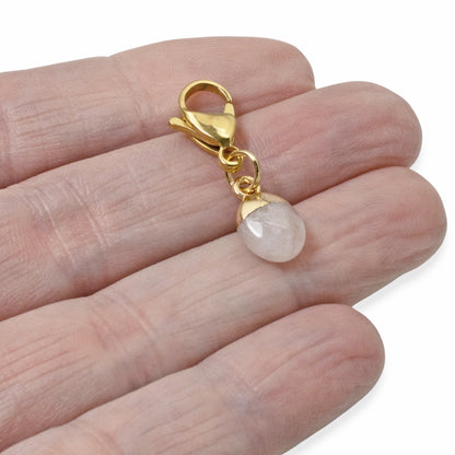 Dainty Rose Quartz Clip-on Charm - Pale Pink Bag Charm - Jewelry Accessory
