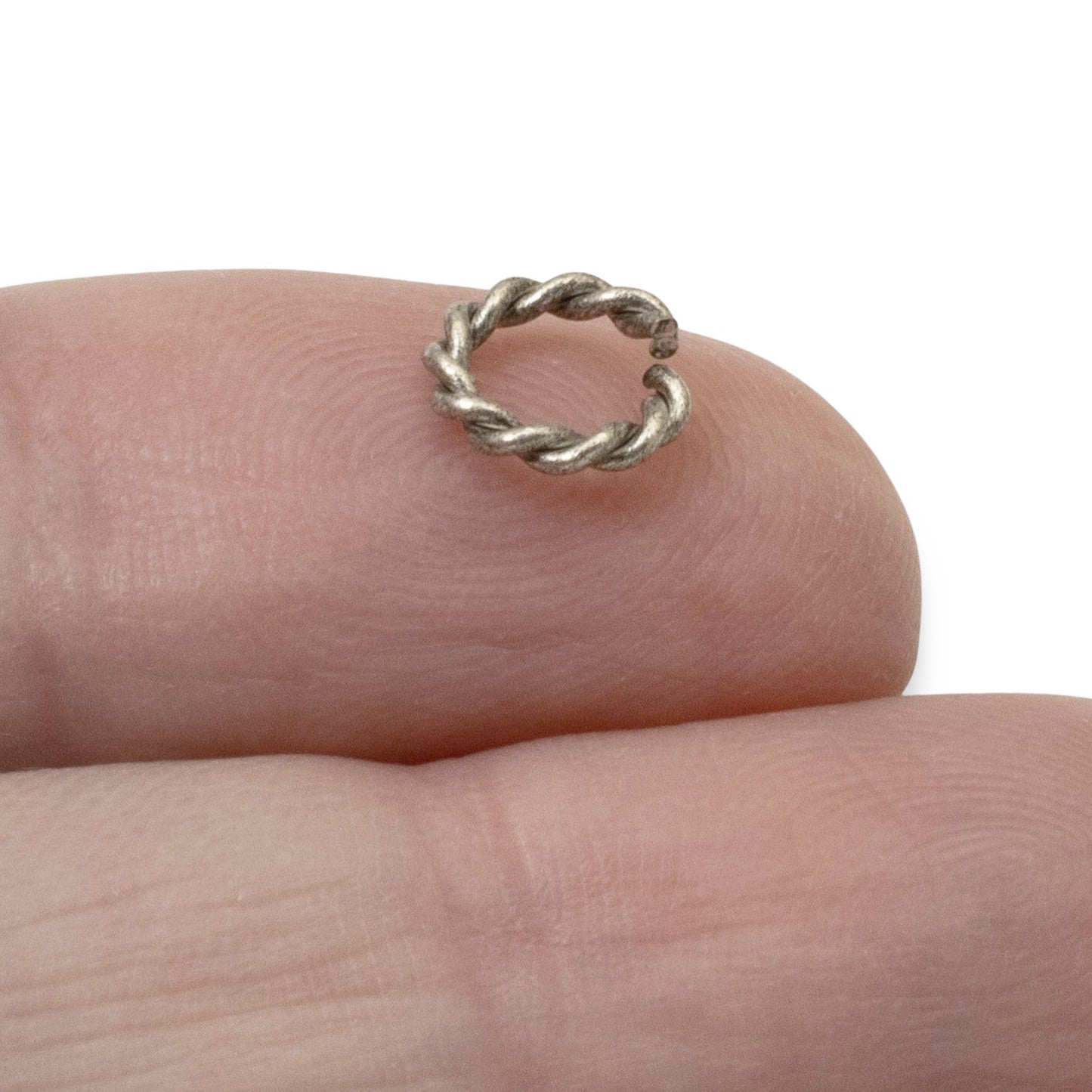 Mini Rope Jump Rings Antique Silver 10-Pack, Twisted Wire Connectors Findings