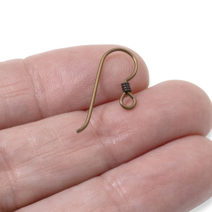 10 Bronze Niobium Ear Wires + Black Coil Accent - Hypoallergenic Hooks