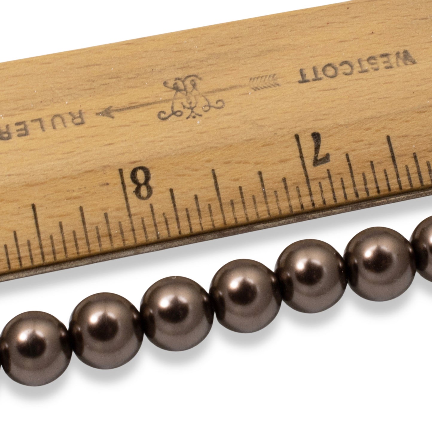 10mm Chocolate Brown Glass Pearls 7 Inch Strand, Rustic Wedding Jewelry