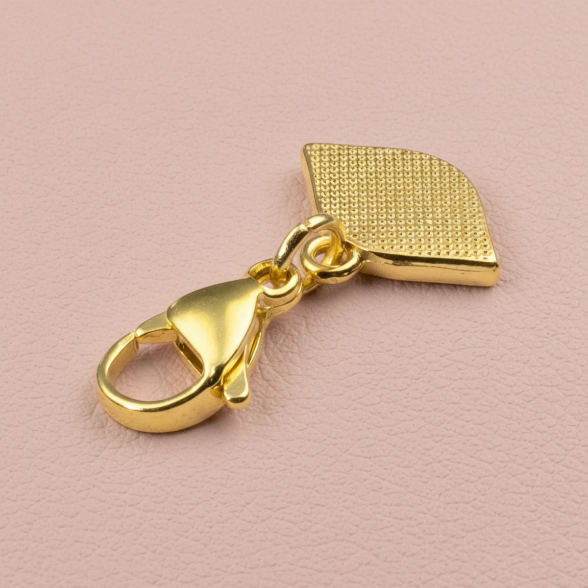 Gold Evil Eye Charm: 24K Gold Plated Pink Glitter Enamel Clip On Lobster Clasp Protection Symbol 1-1/8 Inch