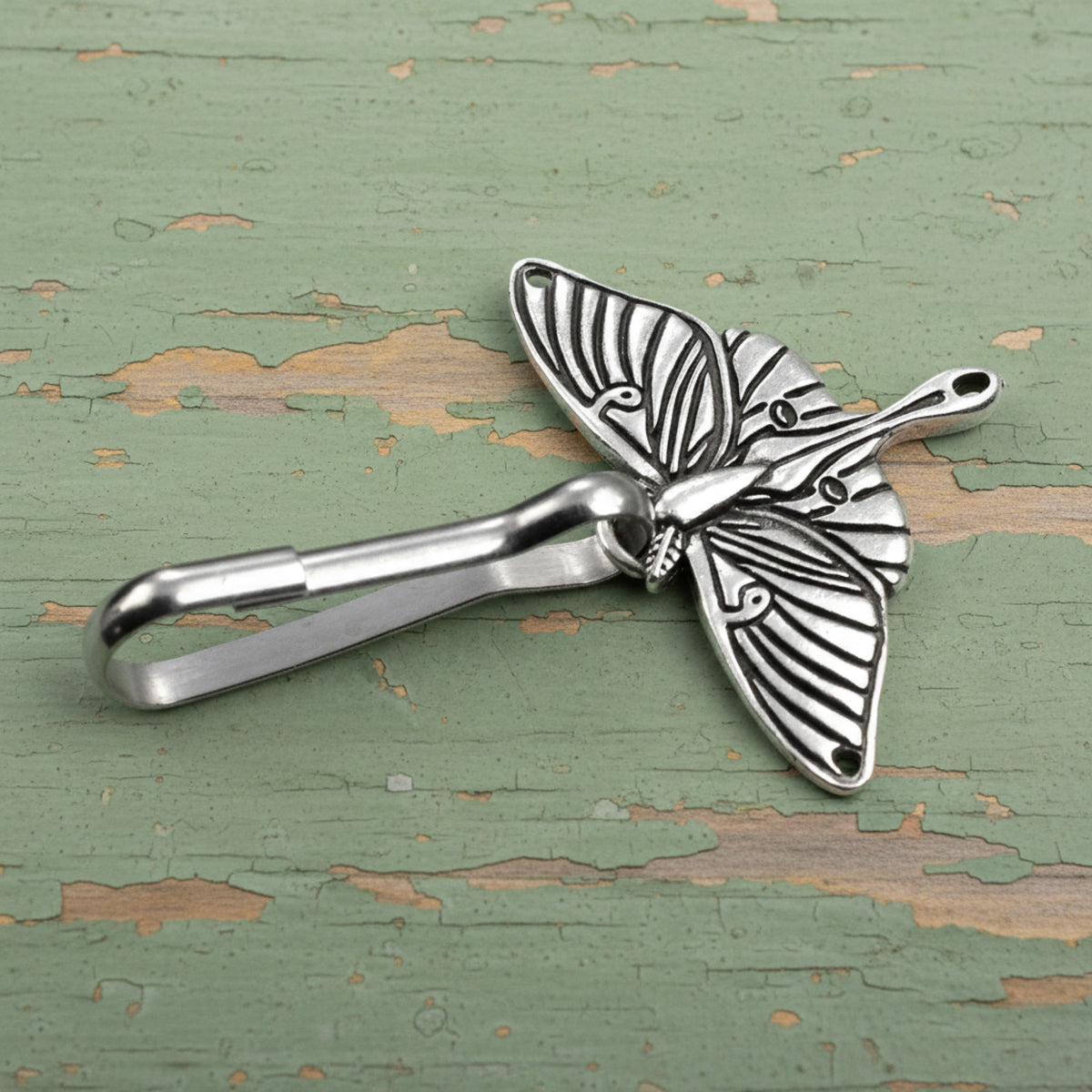 Luna Moth Zipper Pull: Silver Nature Accessory Heavy Duty Luggage Tag Backpack Charm Hiker Gift Outdoor Travel