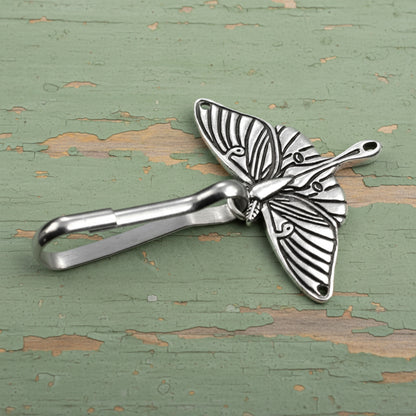 Luna Moth Zipper Pull: Silver Nature Accessory Heavy Duty Luggage Tag Backpack Charm Hiker Gift Outdoor Travel